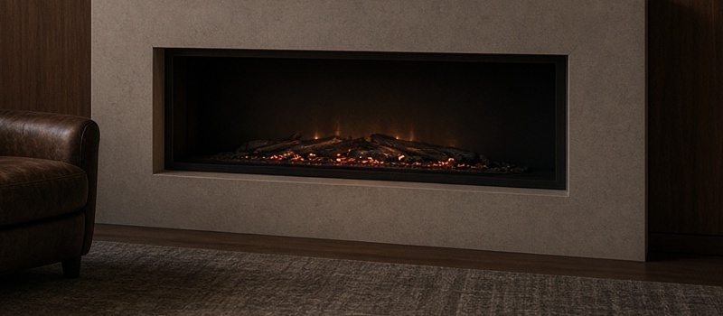 The fireplace in the study